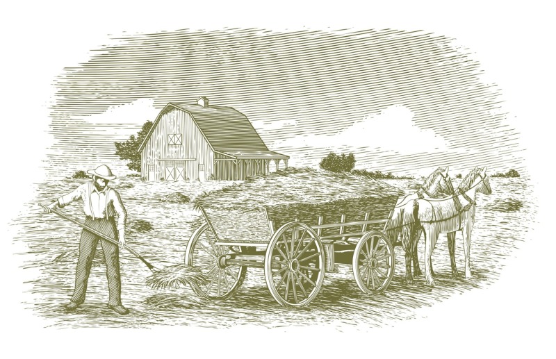 woodcut-hay-farmer