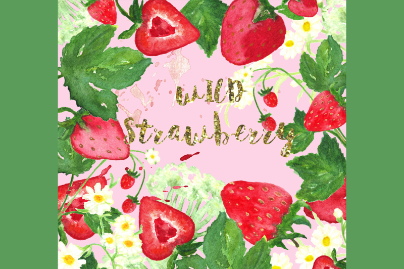 wild-strawberry-watercolor-clip-art