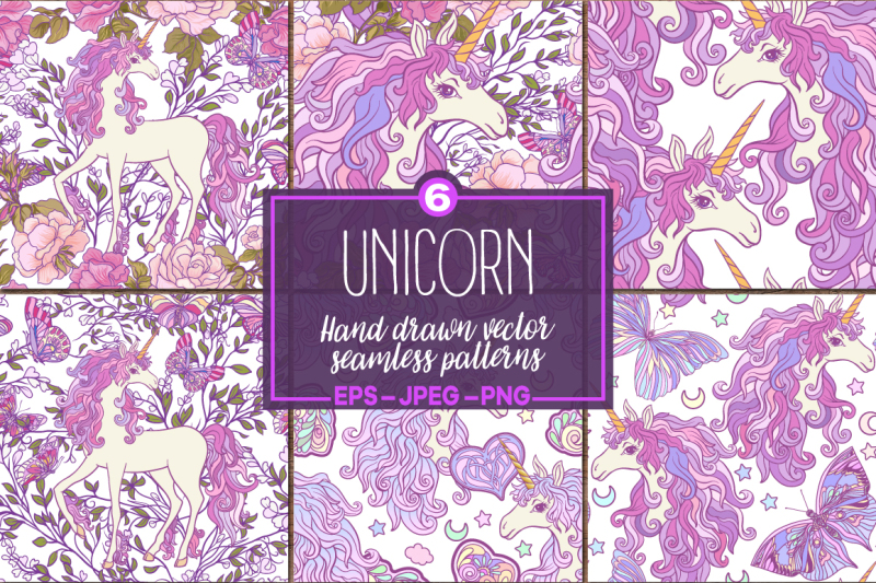 unicorn-seamless-patterns-set-2