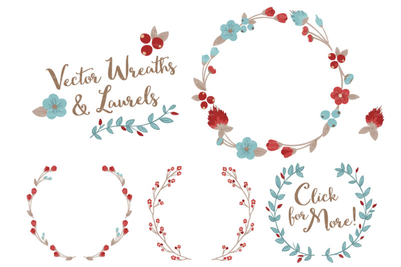 floral-wreath-and-laurels-vectors-in-red-and-robin-egg