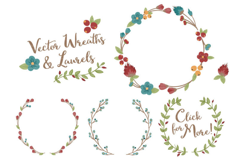 retro-bold-floral-wreath-set