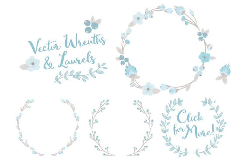 soft-blue-flower-wreath-and-laurels-set