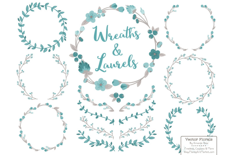 floral-wreath-and-laurels-vectors-in-vintage-blue