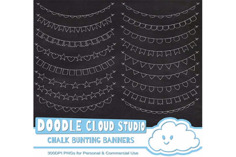 White Chalk Bunting Banners Cliparts Pack Chalkboard Bunting Flags Transparent Background Instant Download Personal Commercial Use By Doodle Cloud Studio Thehungryjpeg Com
