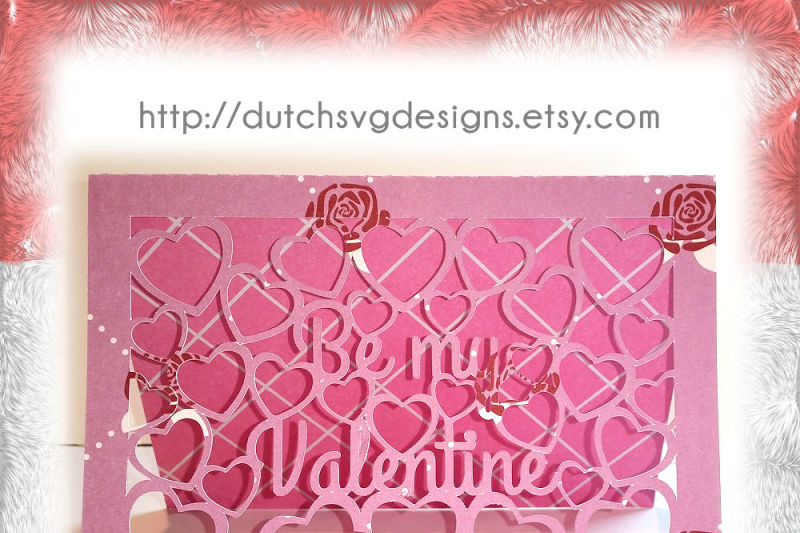 Valentine card cutting file Be My Valentine with cutout hearts, in Jpg