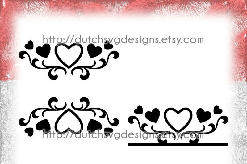 Download 2 Split border cutting files with hearts for monogram and ...