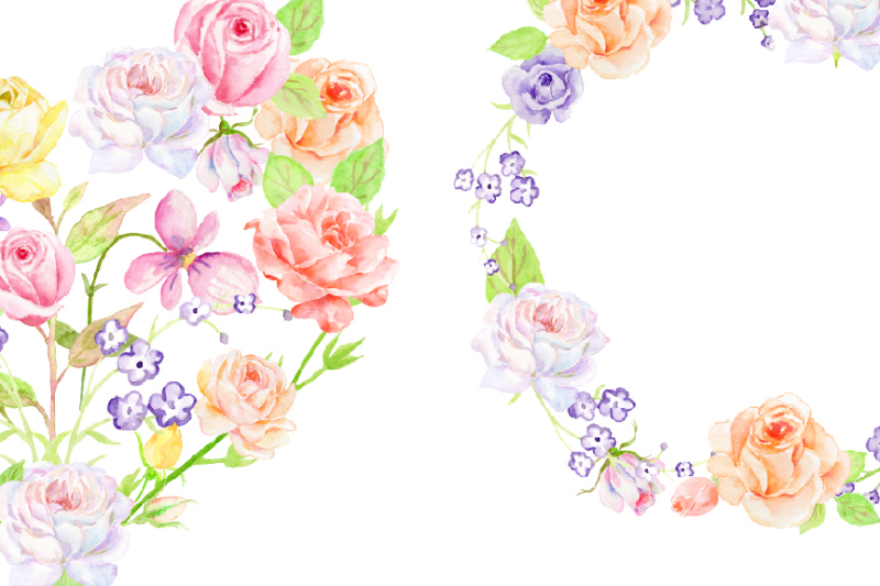 watercolor-rose-wreath-and-heart