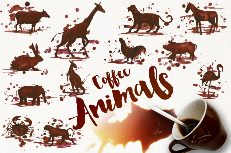 watercolor-coffee-animals-stains
