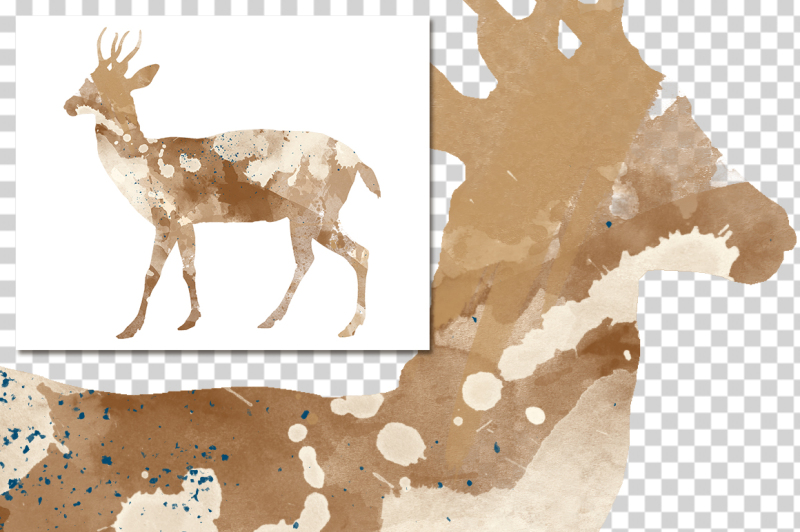 watercolor-silhouettes-watercolor-north-andean-deer
