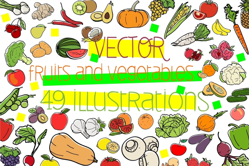 fruits-and-vegetables-large-vector-collection-vector-illustrations