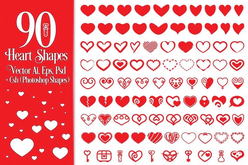 90-vector-heart-shapes