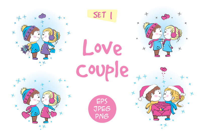 set-love-couple-boy-and-girl-together