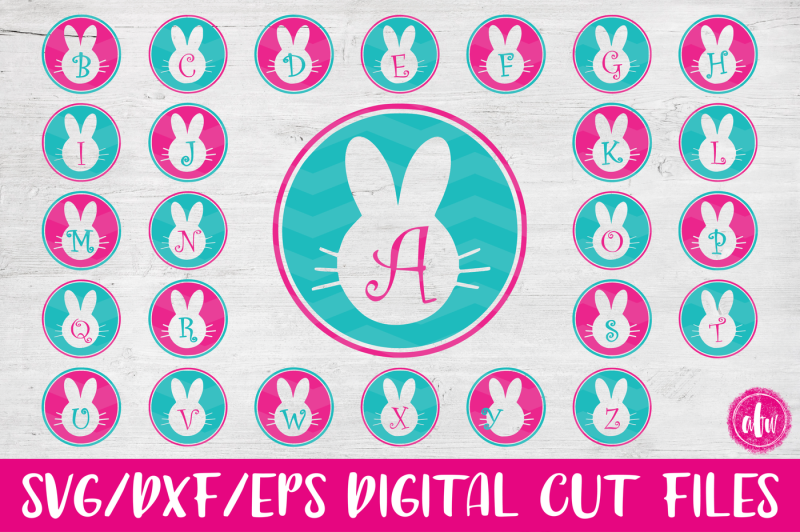 Bunny Monogram Initials Bundle - SVG, DXF, EPS Cut Files By AFW Designs | TheHungryJPEG.com