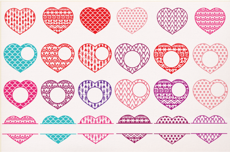 Download Valentines Hearts Designs Monogram Frames Svg cutting file ...
