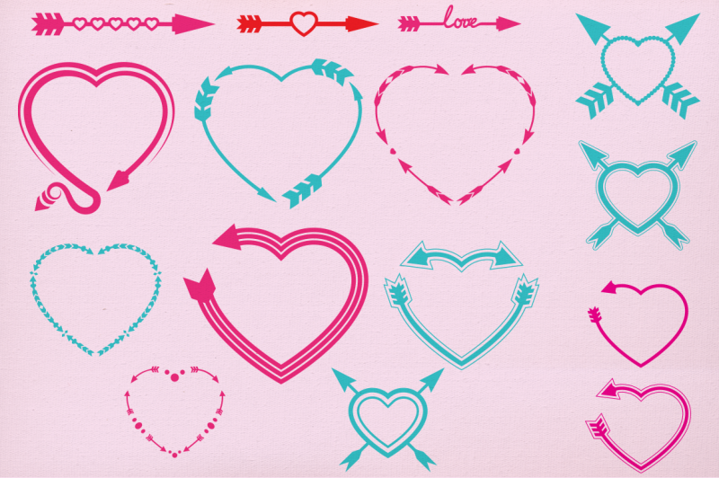 arrow-hearts-designs-monogram-frames-svg-cutting-file-svg-dxf-arrows-hearts-cricut-design-space-silhouette-studio-valentine-hearts