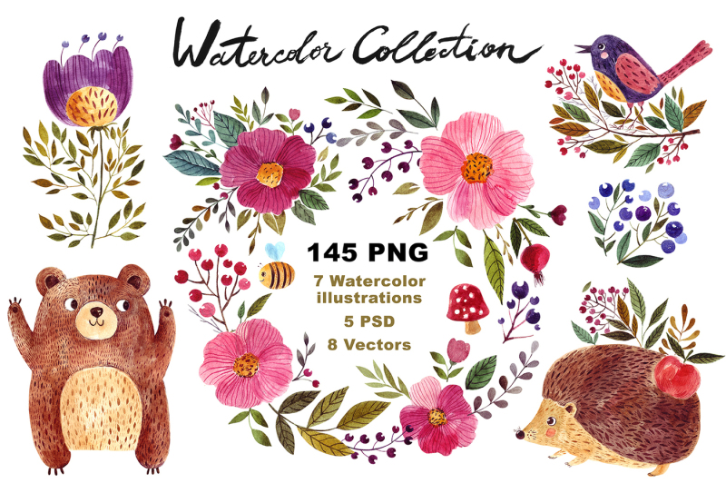 Download Big Watercolor Forest Collection By Molesko Studio ...