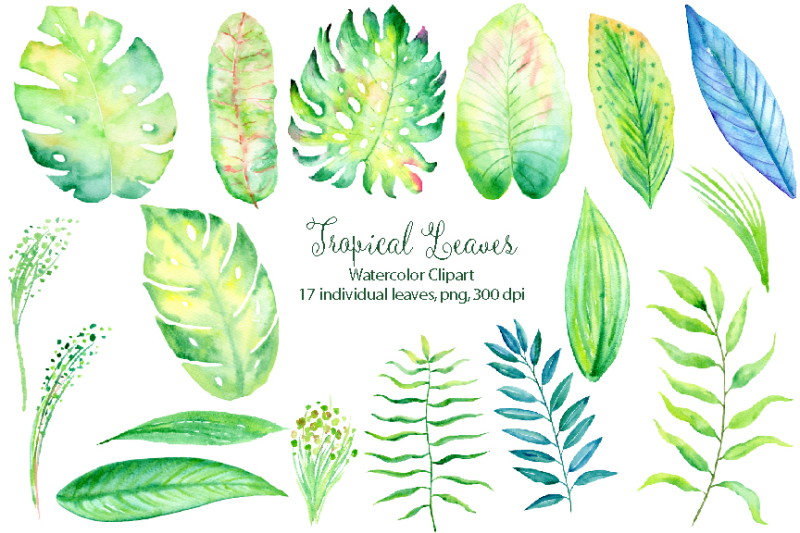 watercolor-tropical-leaves