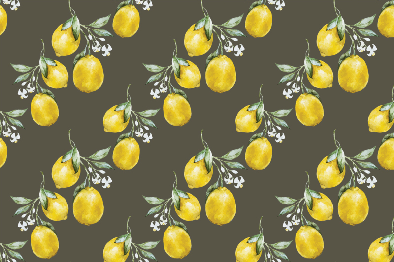Download Watercolor lemons & patterns (VECTOR) By Lembrik's ...