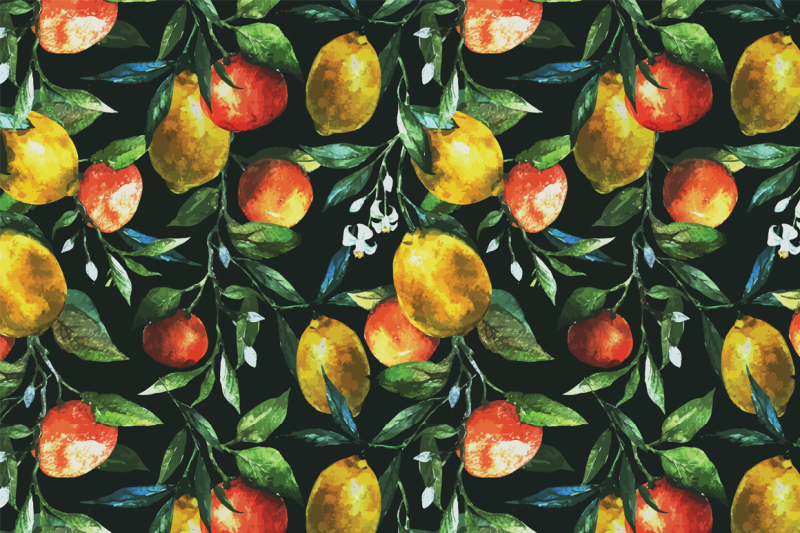 watercolor-lemons-and-patterns-vector