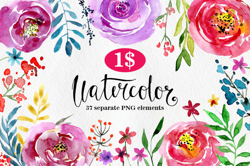 watercolor-boho-flowers-leaves-branches-floral-clipart-png