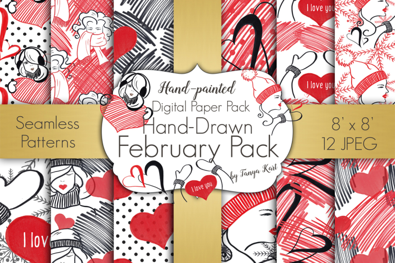hand-drawn-february-digital-papers-pack