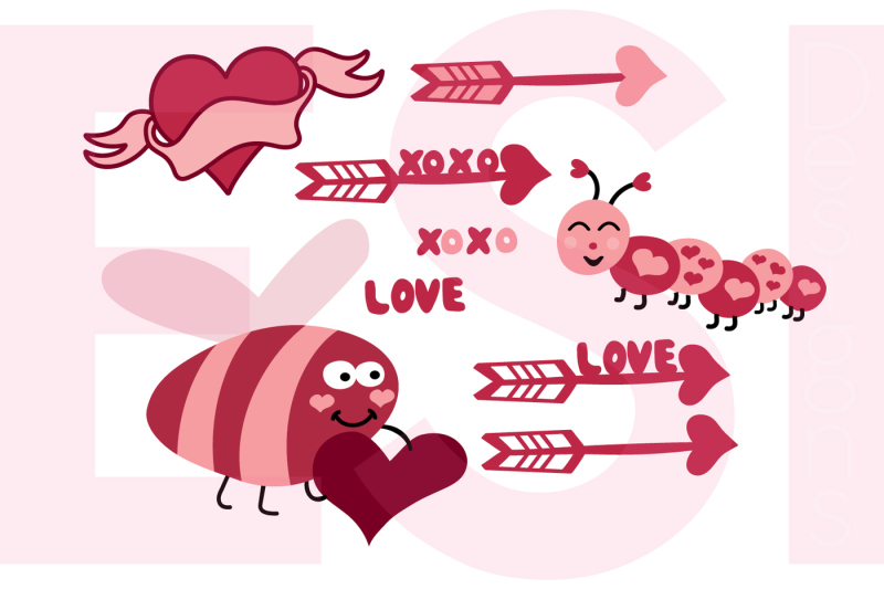 Love Bug Designs Set - SVG, DXF, EPS, PNG Free SVG CUt Files