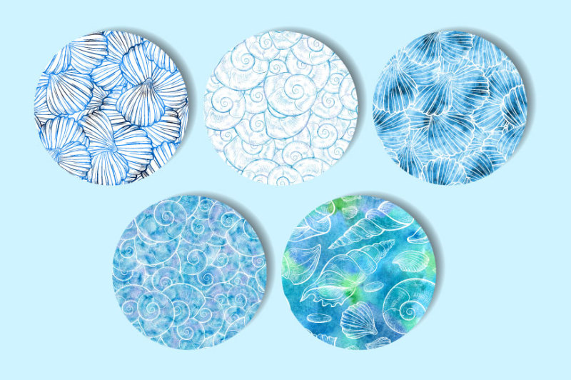 sea-shells-seamless-patterns-set
