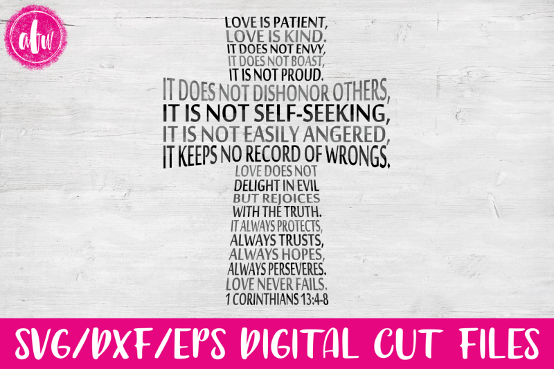 Download Love is Patient Cross - SVG, DXF, EPS Cut File By AFW ...