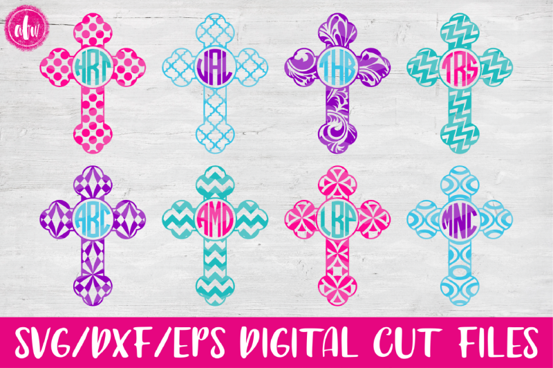 Monogram Patterned Crosses - SVG, DXF, EPS Cut Files By ...