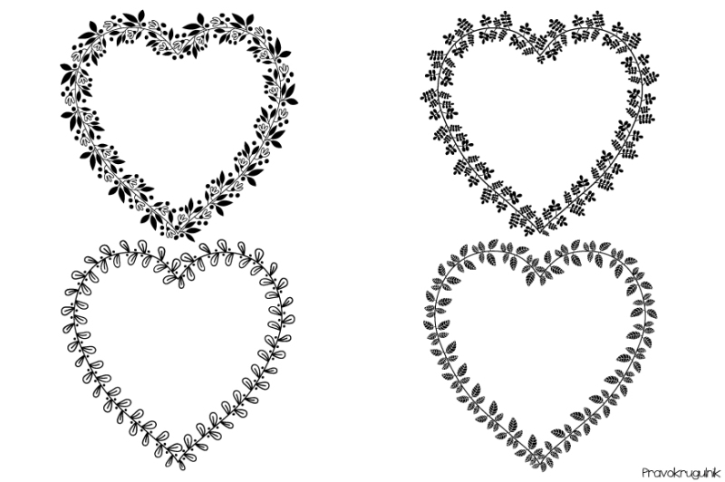 heart-shaped-frames-set-valentine-wreaths-clipart-black-floral-borders-collection-love-clipart