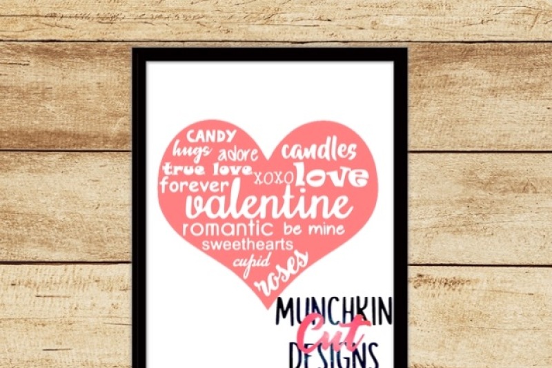 Valentine's Word Art Heart Cutting File for Silhouette