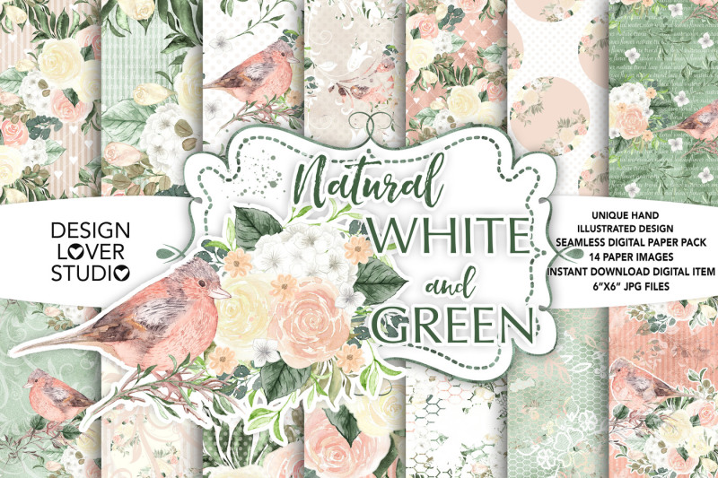watercolor-natural-white-and-green-flower-digital-paper-pack