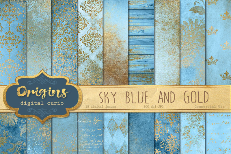 sky-blue-and-gold-digital-paper