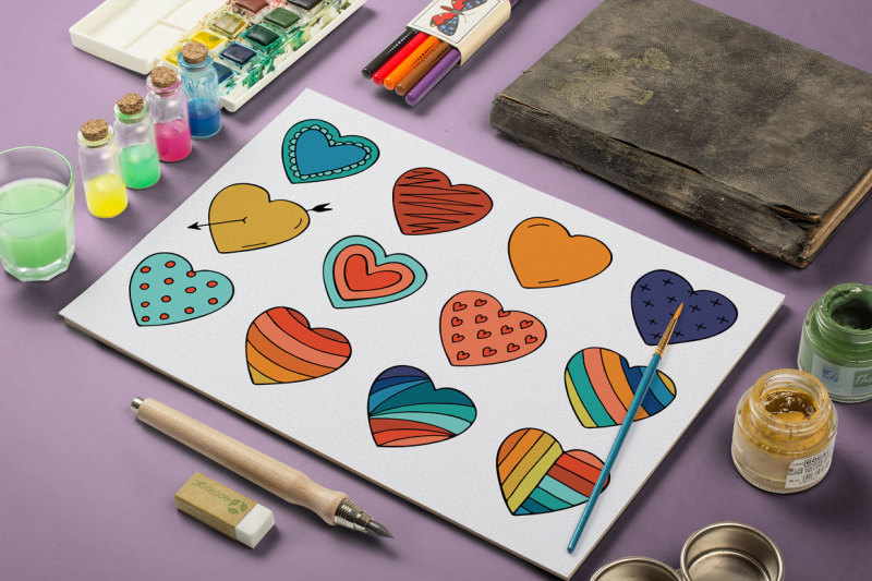 collection-of-color-hearts-pattern