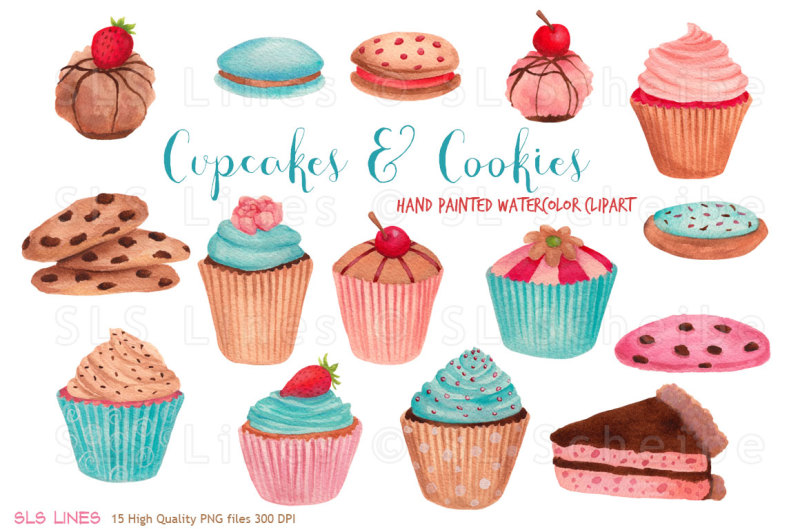 cupcakes-and-cookies-watercolors