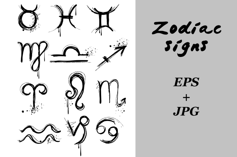 Zodiac signs By blackmoon9 | TheHungryJPEG.com