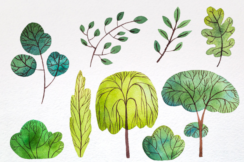 watercolor-trees-set-2
