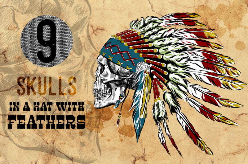 skulls-in-a-hat-with-feathers