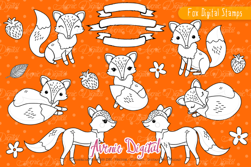 cute-fox-digital-stamps