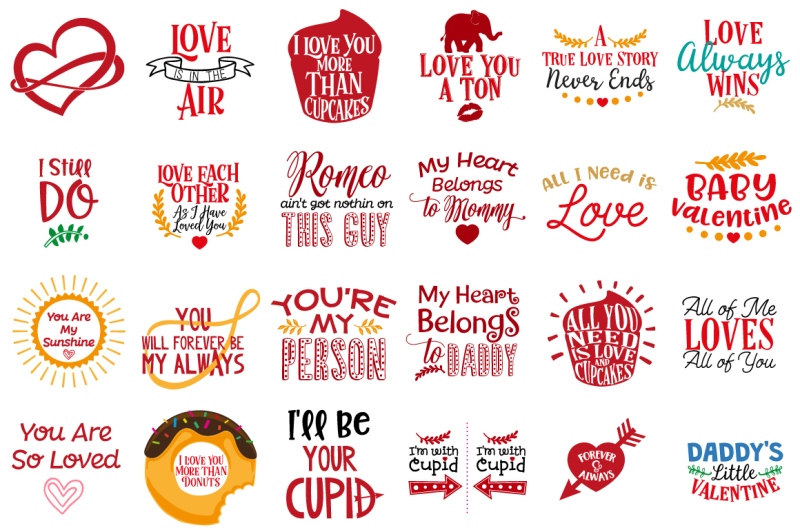 Download Valentines Bundle: 86 Valentines Quotes in SVG, DXF, CDR ...