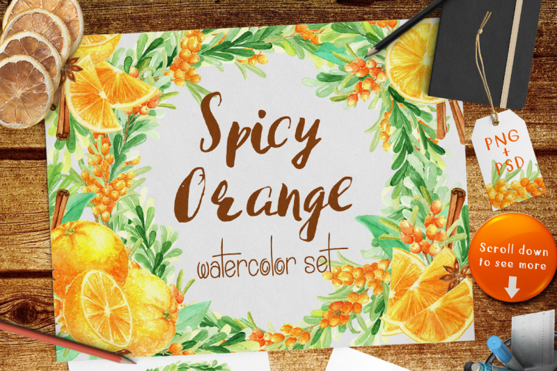 watercolor-spicy-orange-floral-set