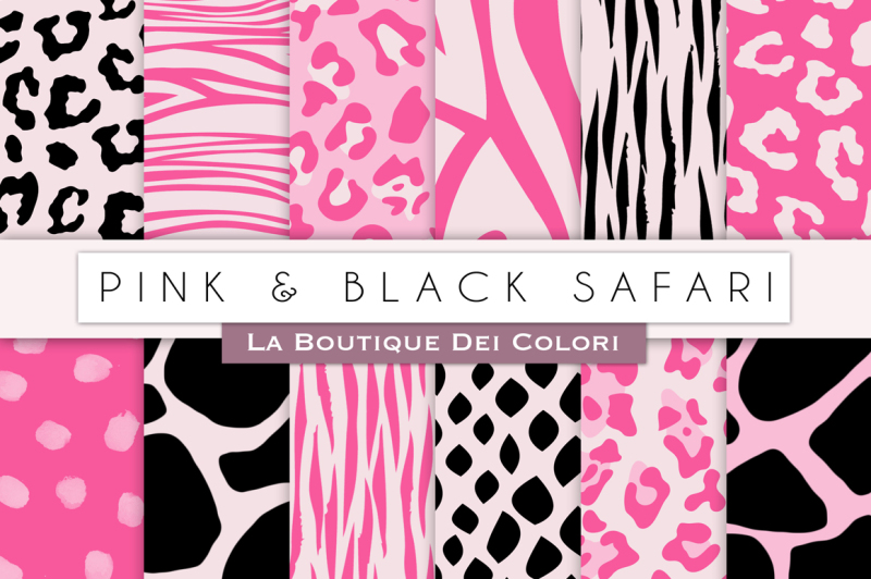 pink-and-black-safari-digital-papers