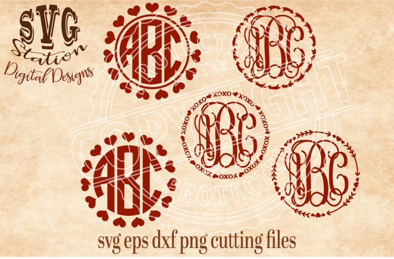Heart Monogram Frames/ SVG DXF PNG EPS Cutting File Silhouette Cricut