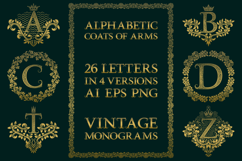 vintage-alphabetic-coats-of-arms