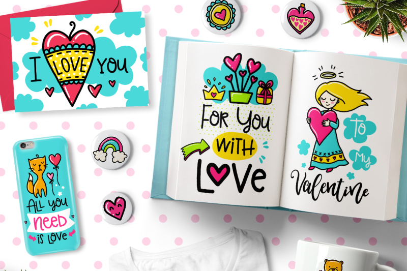 90-valentine-s-day-cards-love-set