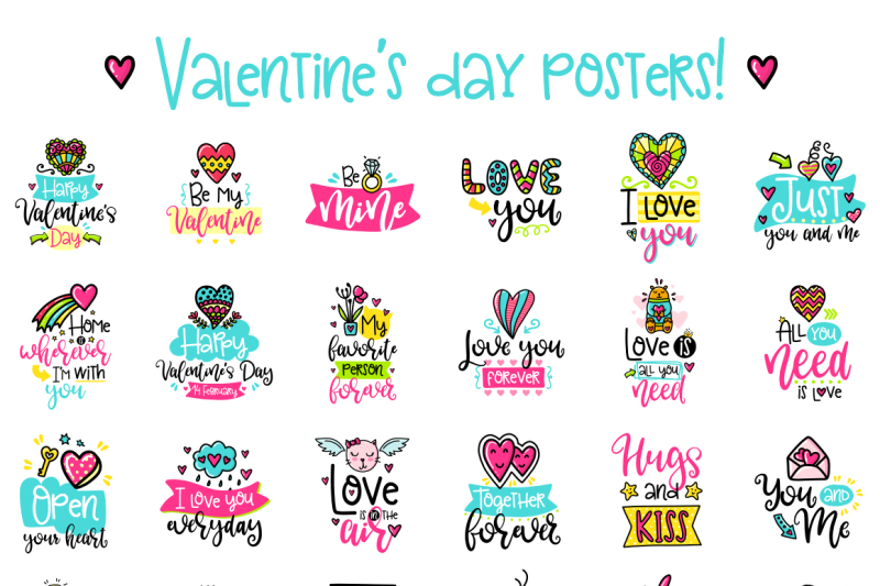 90-valentine-s-day-cards-love-set