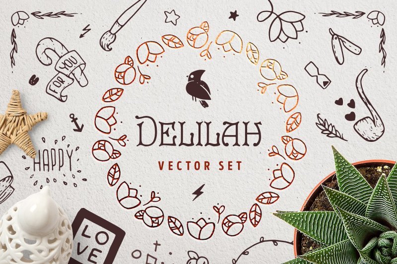 delilah-hand-drawn-vector-set