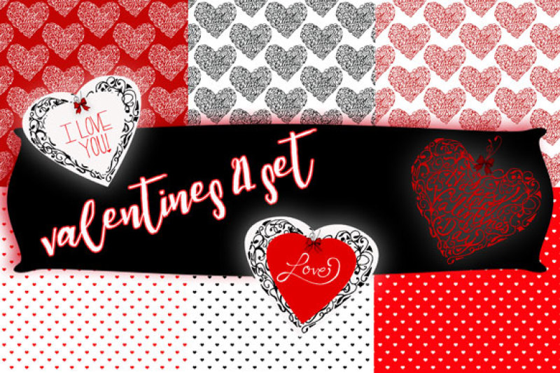valentine-hearts-set
