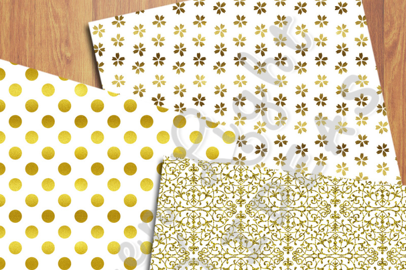 gold-and-white-digital-papers-wedding-digital-papers