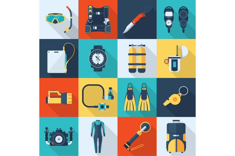 scuba-diving-and-snorkeling-icon-set